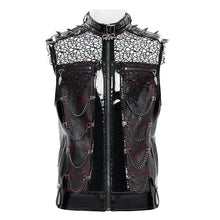 Load image into Gallery viewer, WT107 Punk Tree-Patterned Mesh & Patent Leather Vest
