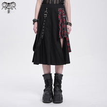 Load image into Gallery viewer, SKT082 daily life young girls fake 2 pieces black and red Scottish plaid overskirt with adjust loops