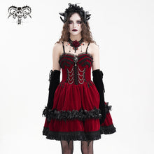 Load image into Gallery viewer, SKT20602 red women Lolita velvet suspenders dress