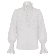 Load image into Gallery viewer, SHT10402 White Chiffon pleated Lace Stand Collar Men's Shirt