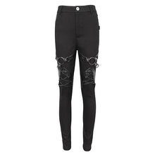 Load image into Gallery viewer, PT214 Punk Twill decorative Faux Leather Leg Loop Trousers