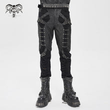 Load image into Gallery viewer, PT286 Twill and faux leather multi-strap punk trousers