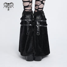 Load image into Gallery viewer, AS301 Short-pile velour and glossy patent leather Punk-style mid-length leg warmers