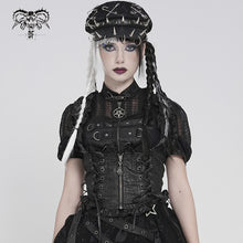Load image into Gallery viewer, WT10001 Whole-Garment Enzyme-Washed, Two-Tone Woven Punk Cropped Vest