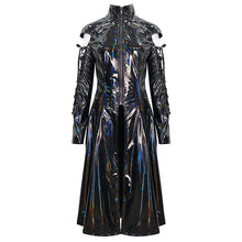 Load image into Gallery viewer, CT210 Patent leather strappy zipper long coat
