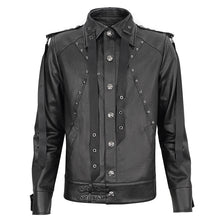 Load image into Gallery viewer, CT207 Punk Rivets Studded Webbing Faux Leather Men's Short Jacket