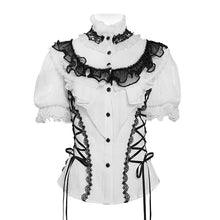 Load image into Gallery viewer, SHT15102 Lolita Shimmer Chiffon Pleated Short-Sleeve Blouse