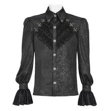 Load image into Gallery viewer, SHT15701 Black Two-Tone Woven Long-Sleeve Gothic Shirts