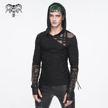 Load image into Gallery viewer, TT251 Punk wild grain knitted hooded men's T-shirt