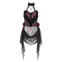 Load image into Gallery viewer, ECST00902 red Heart Shaped Floral Gothic Corset