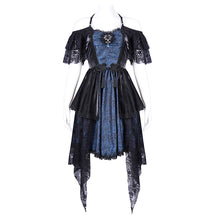 Load image into Gallery viewer, SKT21602 Black and Blue women Cashew Jacquard puffy slip dress