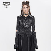 Load image into Gallery viewer, SHT143 Long-sleeved faux leather shirt with random lines patterns