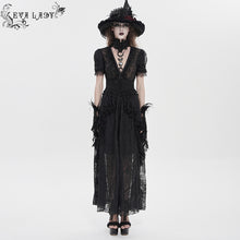 Load image into Gallery viewer, ESKT082 Gothic Branch-Embroidered Chiffon Long Cardigan Dress