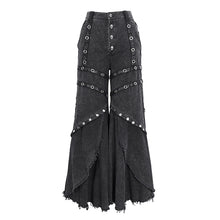 Load image into Gallery viewer, PT238 Punk black gauze with stretchy gauss big rhombus mesh women flared trousers