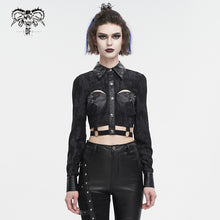 Load image into Gallery viewer, SHT107 Leather paneled rivets studded shirt
