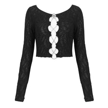 Load image into Gallery viewer, TT257 Women cutout long sleeves short T-shirt