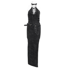 Load image into Gallery viewer, SKT215 Punk V-neck halter neck stretchy knit twill dress