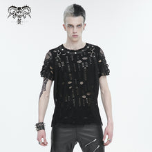 Load image into Gallery viewer, TT247 Ripped Knit Diamond Mesh Oversized Men's T-Shirt