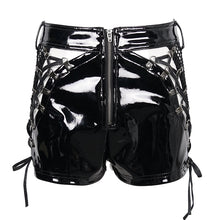 Load image into Gallery viewer, PT207 glazed Leather Stitching Diamond Mesh Strap shorts