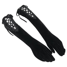 Load image into Gallery viewer, GE02501 Black velvet strap gloves