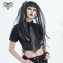Load image into Gallery viewer, AS149 Asymmetric black leather tie with chain