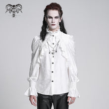 Load image into Gallery viewer, SHT12402 White Gothic pattern satin long-sleeved men shirts