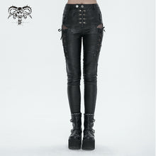Load image into Gallery viewer, PT205 Side straps Thigh mesh women's leather trousers