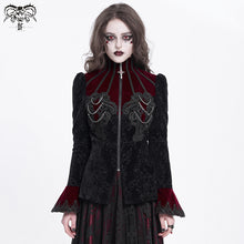 Load image into Gallery viewer, CT25802 Red Gothic round stand collar velvet coat