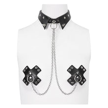 Load image into Gallery viewer, AS147 Faux Leather Studded Choker With Chain And Blooddrop