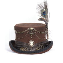 Load image into Gallery viewer, AS188 Steampunk brown top hat