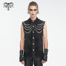 Load image into Gallery viewer, SHT118 Twill broken holes mesh distressed sleeveless shirt