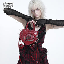 Load image into Gallery viewer, AS31502 Red Punk-style glossy bag with heart and bow details