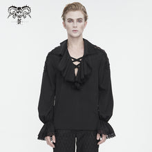 Load image into Gallery viewer, SHT10901 Black Gothic V-neck chiffon shirt for men