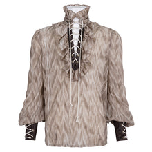 Load image into Gallery viewer, SHT11702 brown Punk high collar long sleeve men shirt