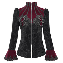 Load image into Gallery viewer, CT25802 Red Gothic round stand collar velvet coat