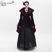 Load image into Gallery viewer, ECT02302 Black And Red Cashmere diamond check fleece collar Gothic jacket