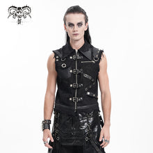 Load image into Gallery viewer, WT091 Asymmetric Twill and Leather Punk Vest