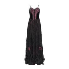 Load image into Gallery viewer, ESKT062 Burgundy rose jacquard fabric dress