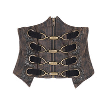 Load image into Gallery viewer, AS197 Steampunk women Distressed leather corset with metal eyelets
