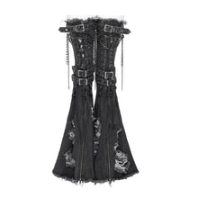 Load image into Gallery viewer, AS313 Distressed long denim leg warmers (punk style)