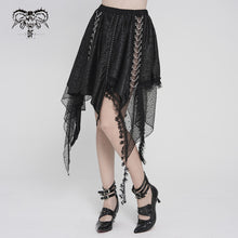 Load image into Gallery viewer, SKT257 Distressed Rib-Knit Irregular Mesh Patchwork Punk-Style Mini Skirt