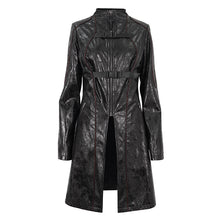 Load image into Gallery viewer, CT21301 Irregular rubberized faux leather contrasting stripe jacket