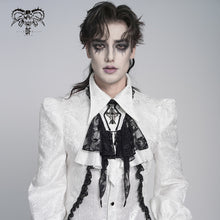 Load image into Gallery viewer, AS27202 White Branch patterned rose mesh gothic bow tie