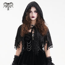 Load image into Gallery viewer, CA047 Women Gothic Flocked Spider Web Hooded Shawl
