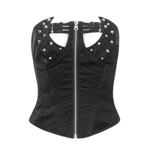 Load image into Gallery viewer, CST007 Patterned Leather lace-up Studded Punk Corset