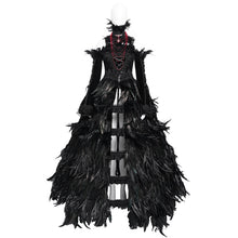 Load image into Gallery viewer, ESKT075 Gothic party Custom-made black feather big dress