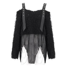 Load image into Gallery viewer, SR015 Plush mesh off-the-shoulder short sweater with chain