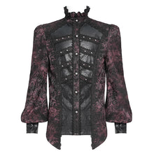 Load image into Gallery viewer, SHT14602 Dark red Gothic two-tone cashew jacquard long-sleeved shirts