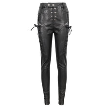 Load image into Gallery viewer, PT205 Side straps Thigh mesh women's leather trousers