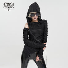Load image into Gallery viewer, TT147 Two-wear basic hooded T-shirt with diagonal zipper